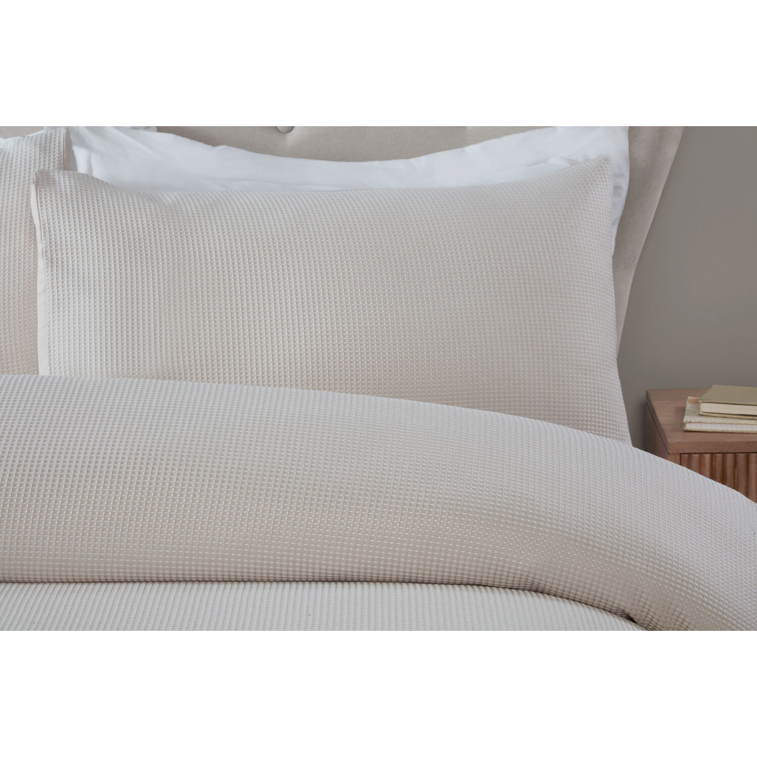 My Home Malvern Super King Natural Waffle Duvet Set Image 3