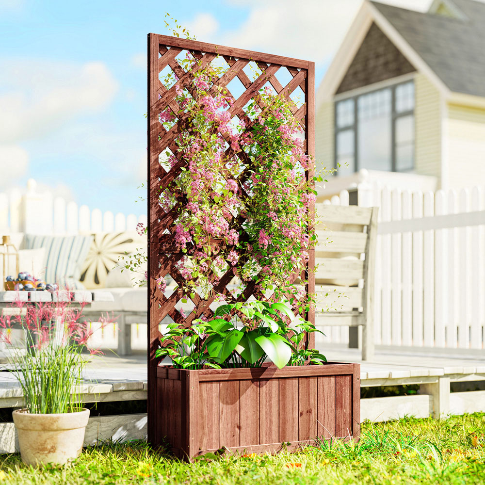 Outsunny Garden Planter Topped Trellis Image 2