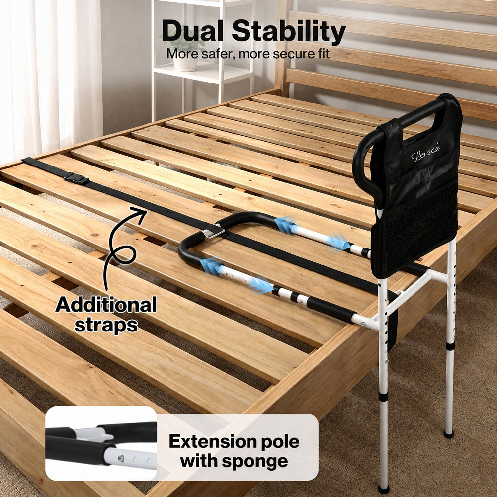 Levede Adjustable Bedside Support Bar with Pouch Image 5