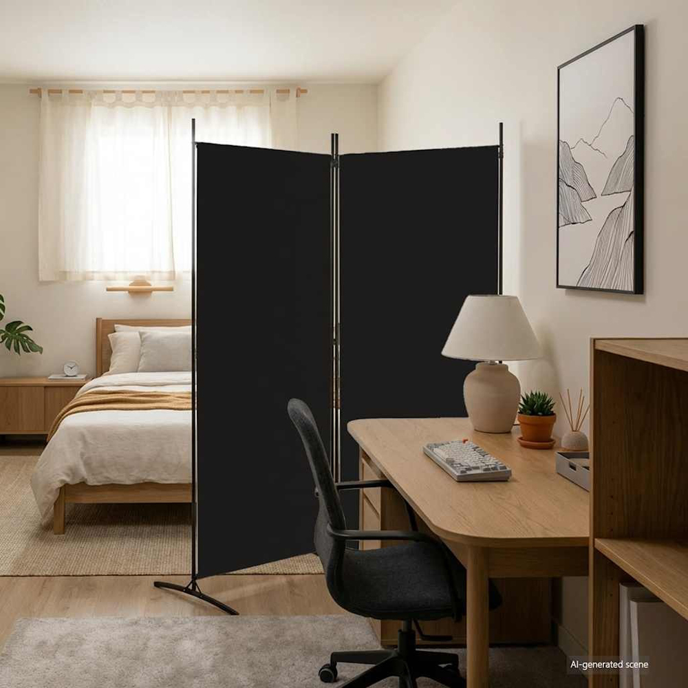 Walplus 2 Panel Black Room Divider 175 x 180cm Image 2