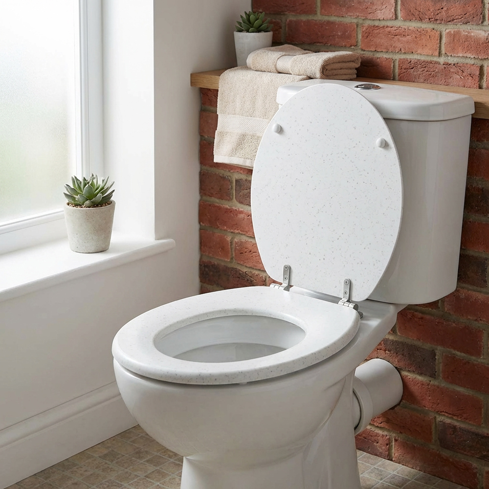 White Terrazzo Effect Toilet Seat Image 4