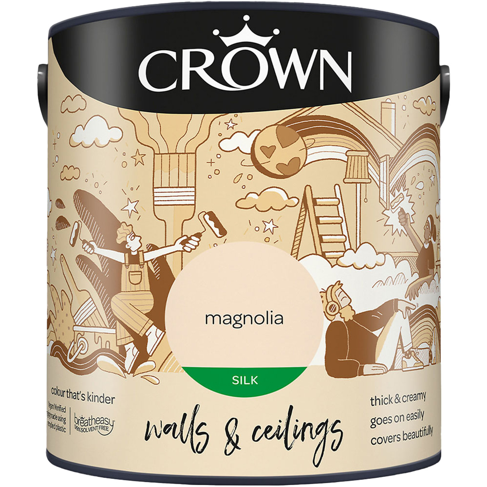 Crown Breatheasy Walls & Ceilings Magnolia Silk Emulsion Paint 2.5L Image 2