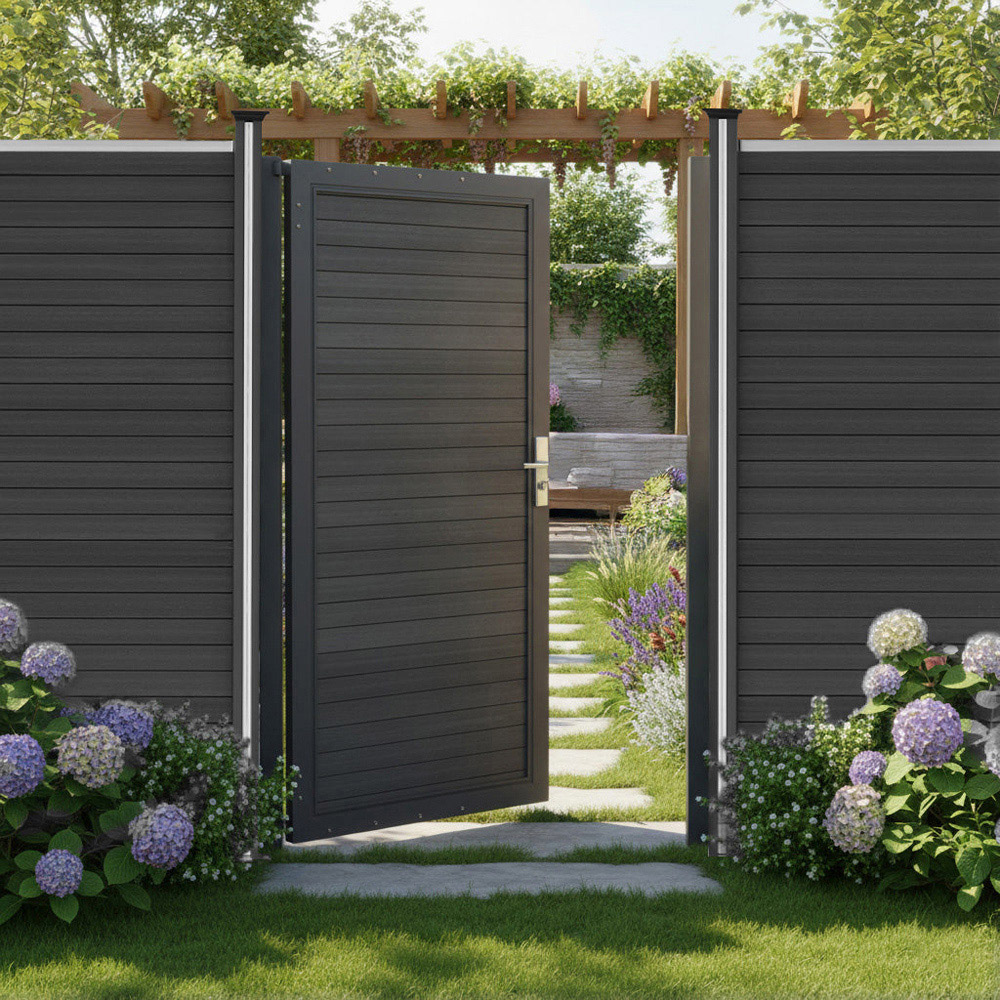 MonsterShop 6 x 3ft Grey Composite Panel Gate Image 2
