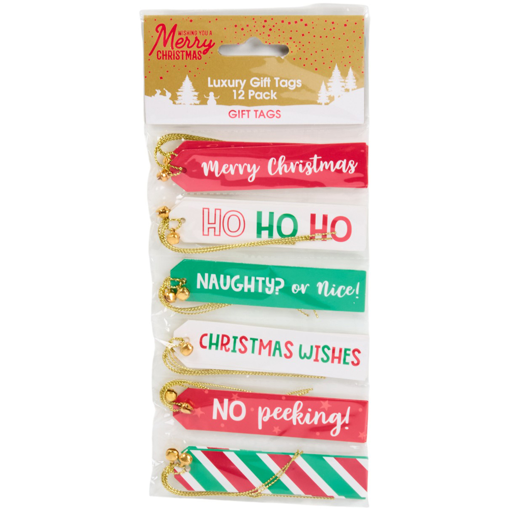 Pack of 12 Candy Cane Luxury Gift Tags Image 1