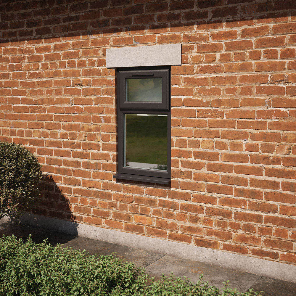 Crystal Black and White Top Hung Over Fixed Light Clear Triple Glazed Window 610 x 1115mm Image 2