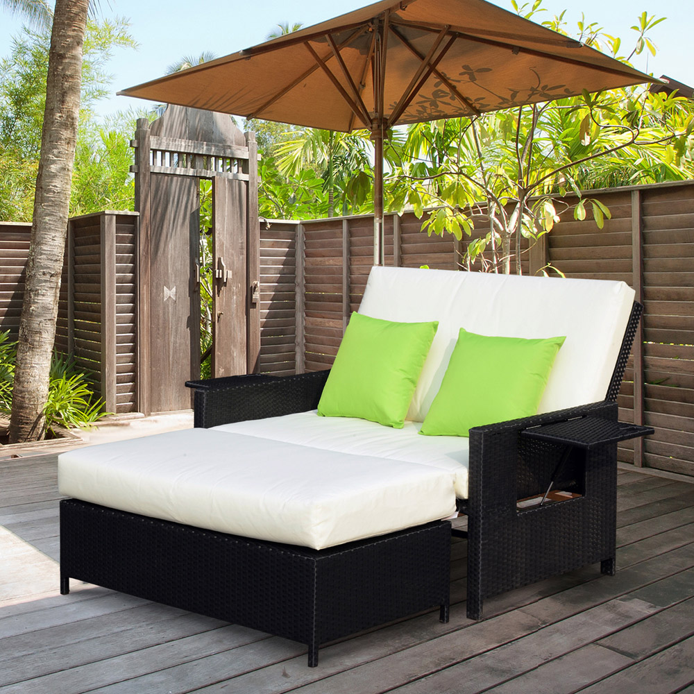 Outsunny 2Â Seater Black Rattan Daybed Image 7