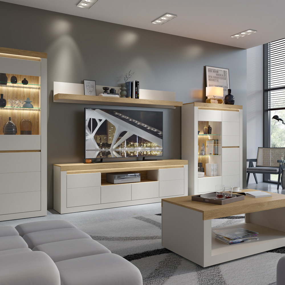 Furniture To Go Naxxar Cashmere and Stone Oak 2 Door 2 Drawer Single Shelf TV Cabinet Image 7