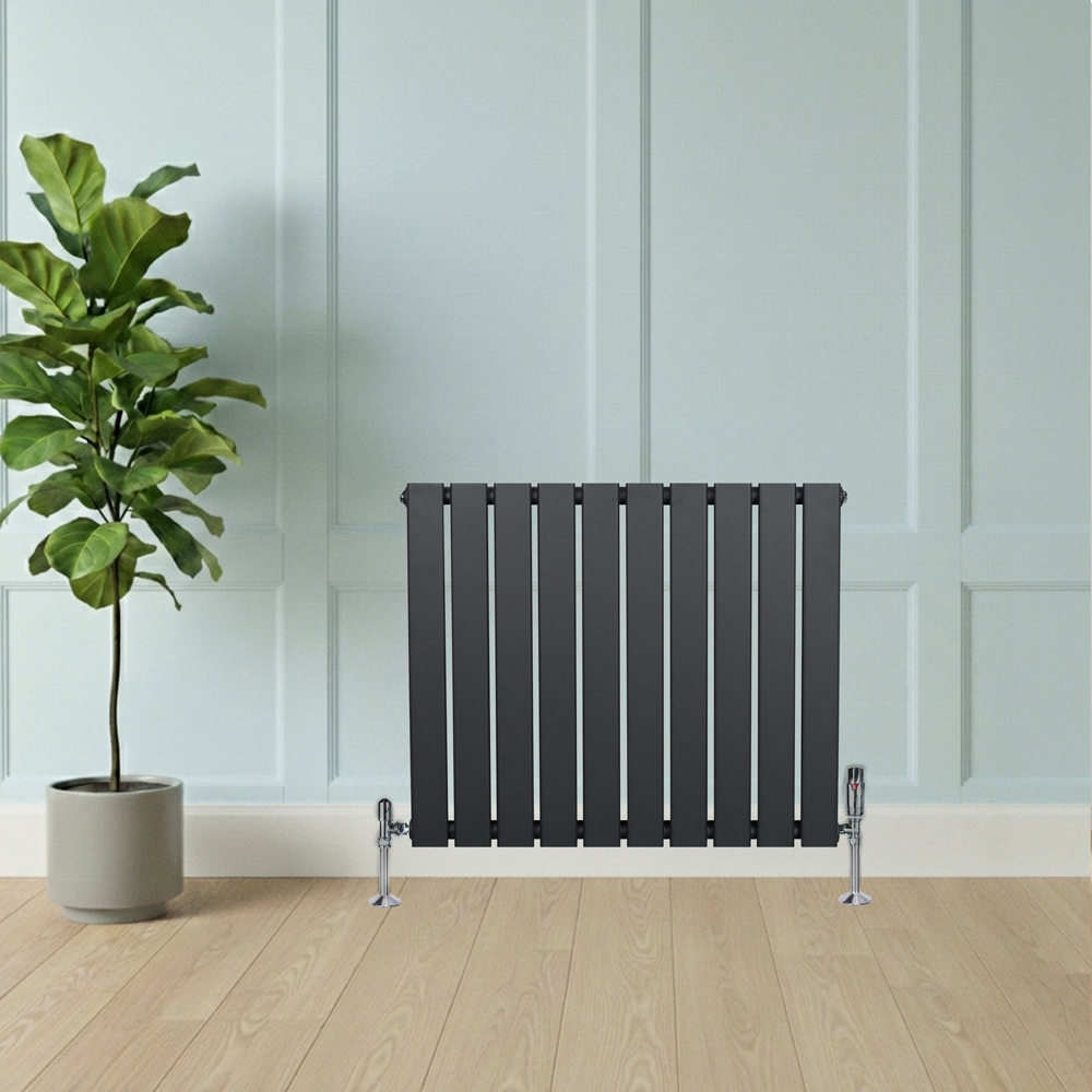 MonsterShop 2168 BTU Anthracite Grey Flat Single Column Radiator 600 x 700mm Image 2