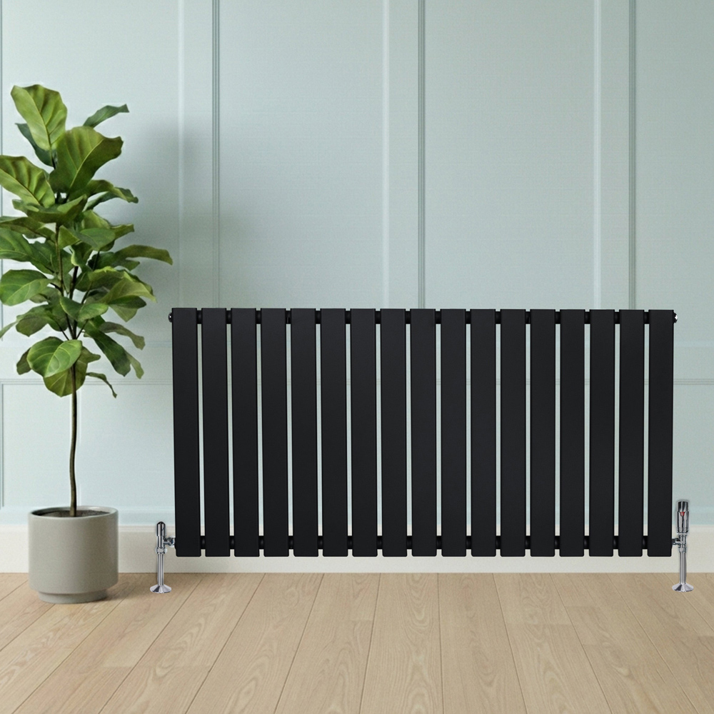 MonsterShop 3685 BTU Black Flat Single Column Radiator 600 x 1190mm | Wilko