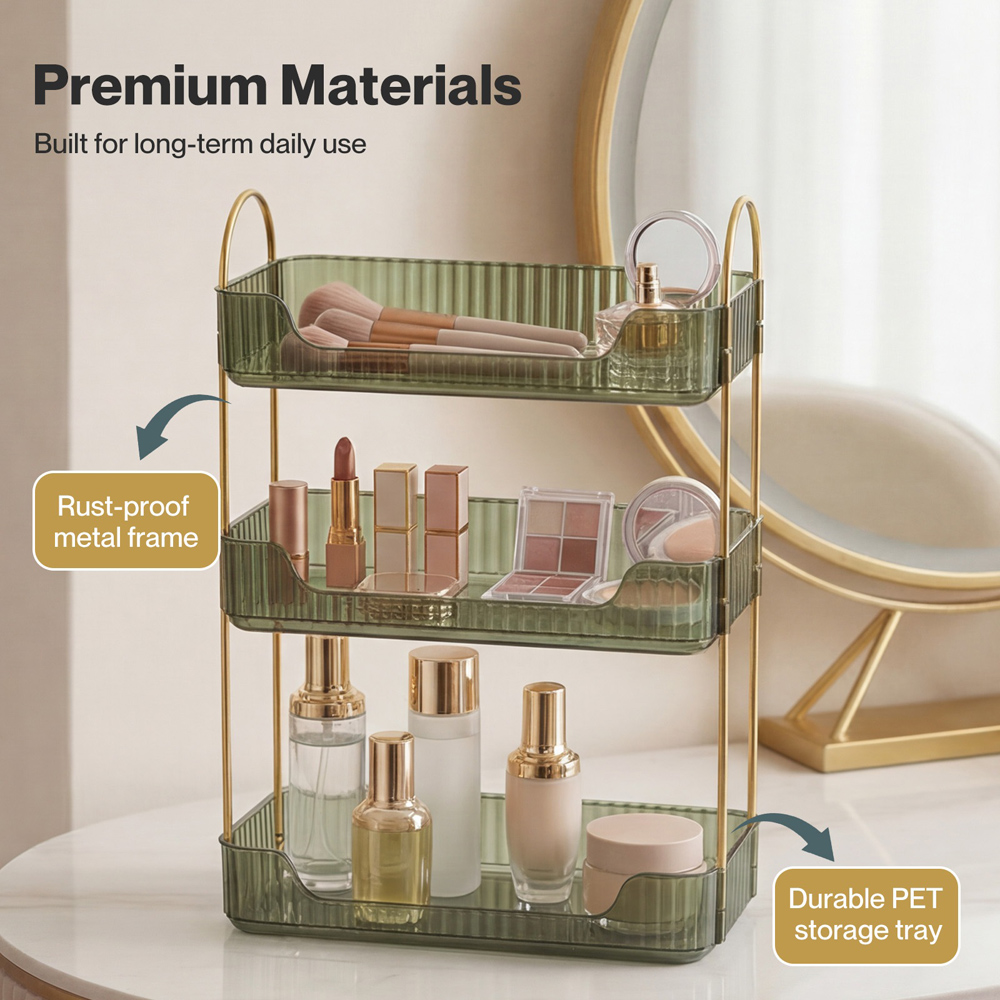 ilus Green 3 Shelf Makeup Organiser Rack Image 4