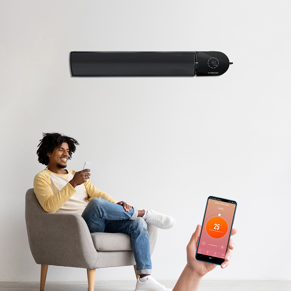 Mirrorstone Ionis Black WiFi Remote Controllable Infrared Bar Heater 1800W Image 8