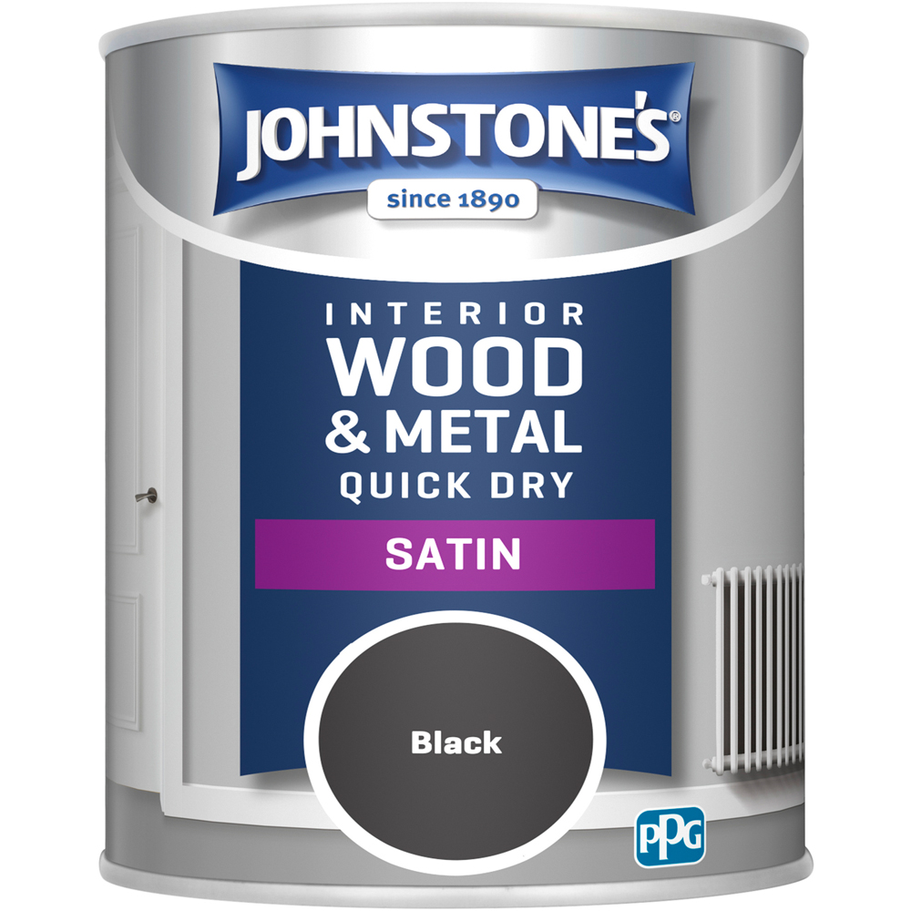 Johnstone's Quick Dry One Coat Black Satin Paint 750ml Image 2