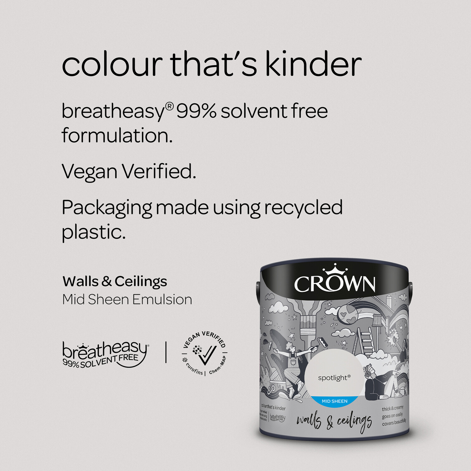 Crown Walls & Ceilings Spotlight Mid Sheen Emulsion Paint 2.5L Image 9