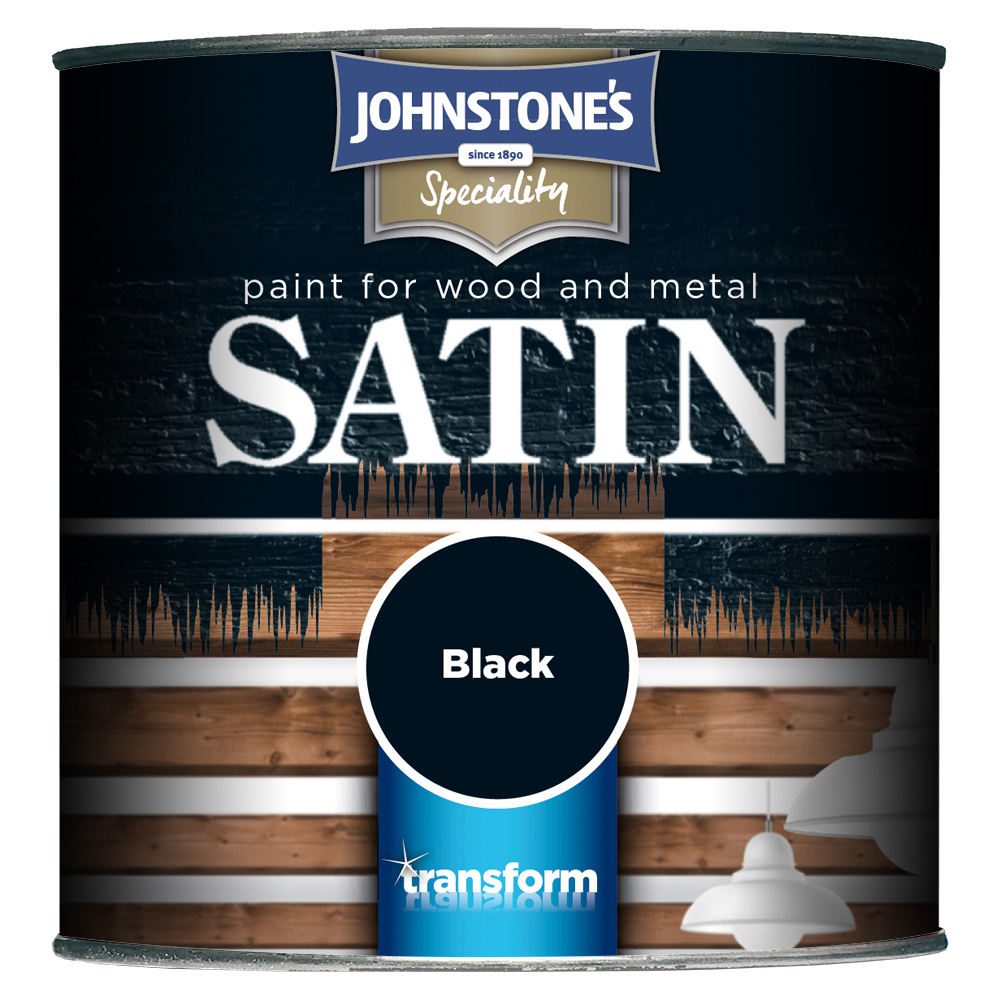 Johnstone's Wood & Metal Black Satin Paint 750ml Image 2