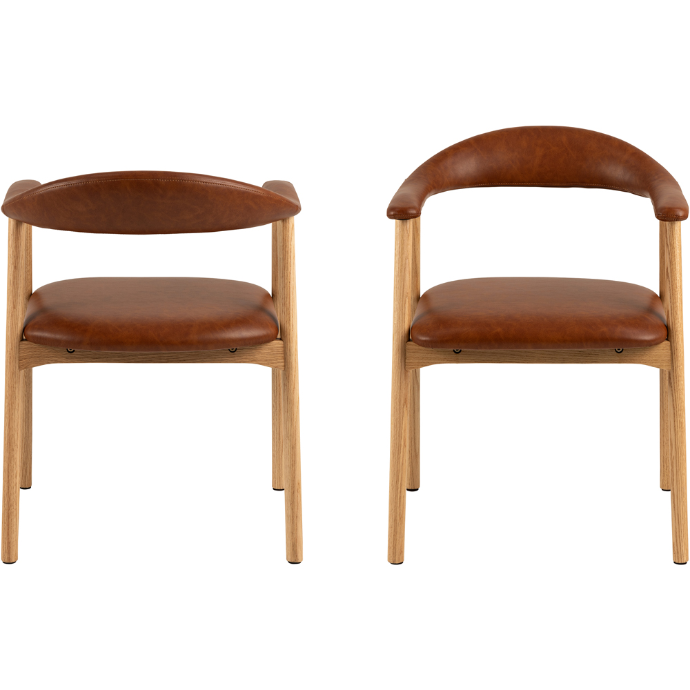 Furniture To Go Addi Retro Brandy PU Leather Dining Chair with Armrest Set of 2 Image 4