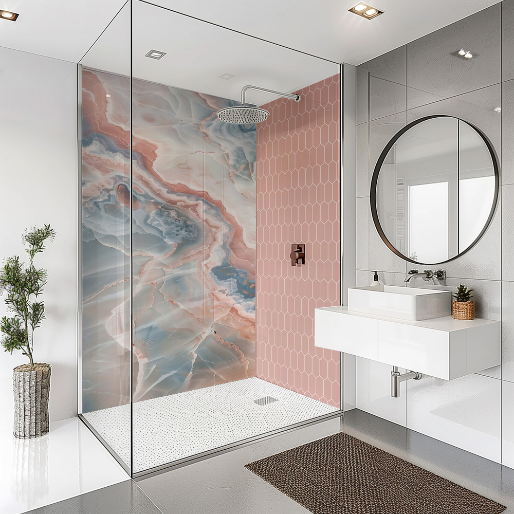 Splashbax Premium Artisan Onyx Summer Sky Di Bond Shower Panel 2400 x ...