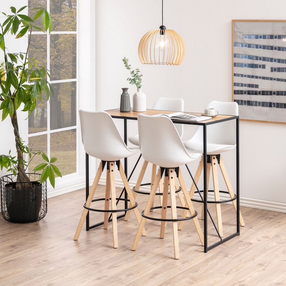 Florence Seaford Oak Top Black Metal Bar Table Image 7