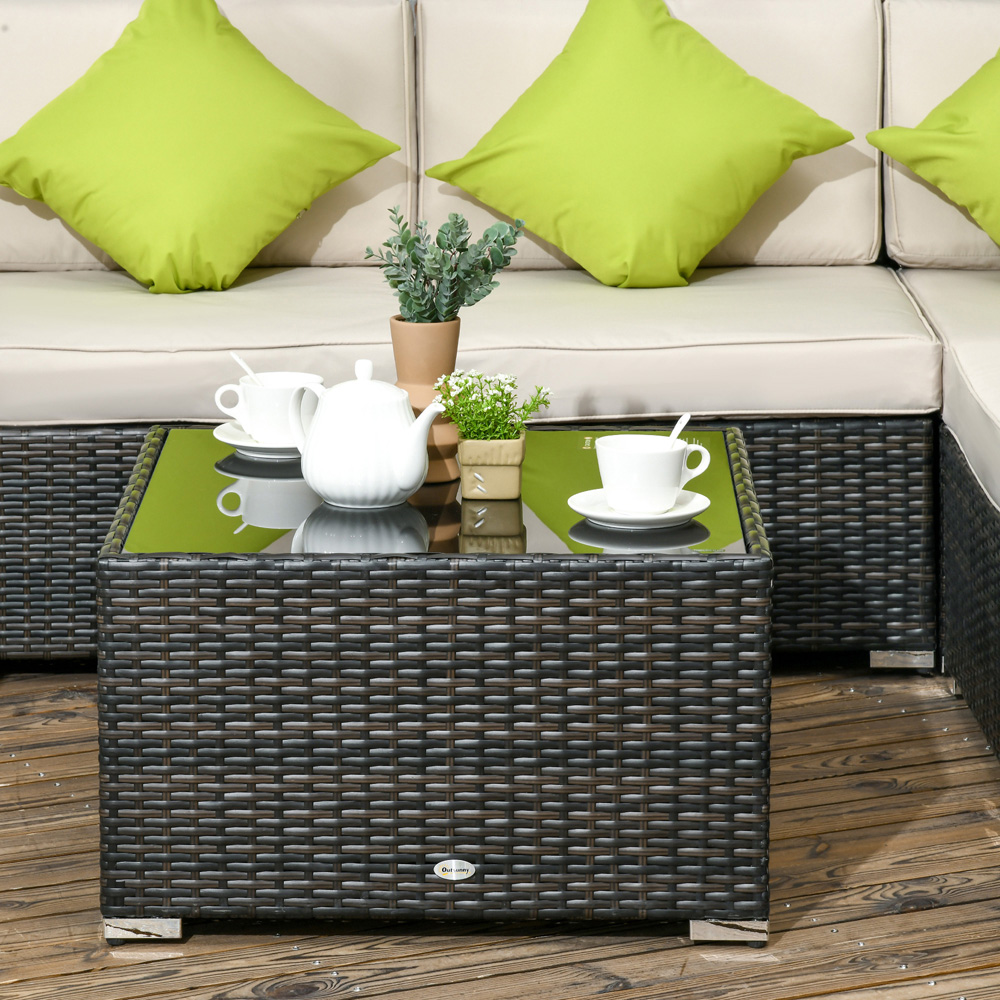 Outsunny 7 Seater Cream Rattan Corner Lounge Set Image 3
