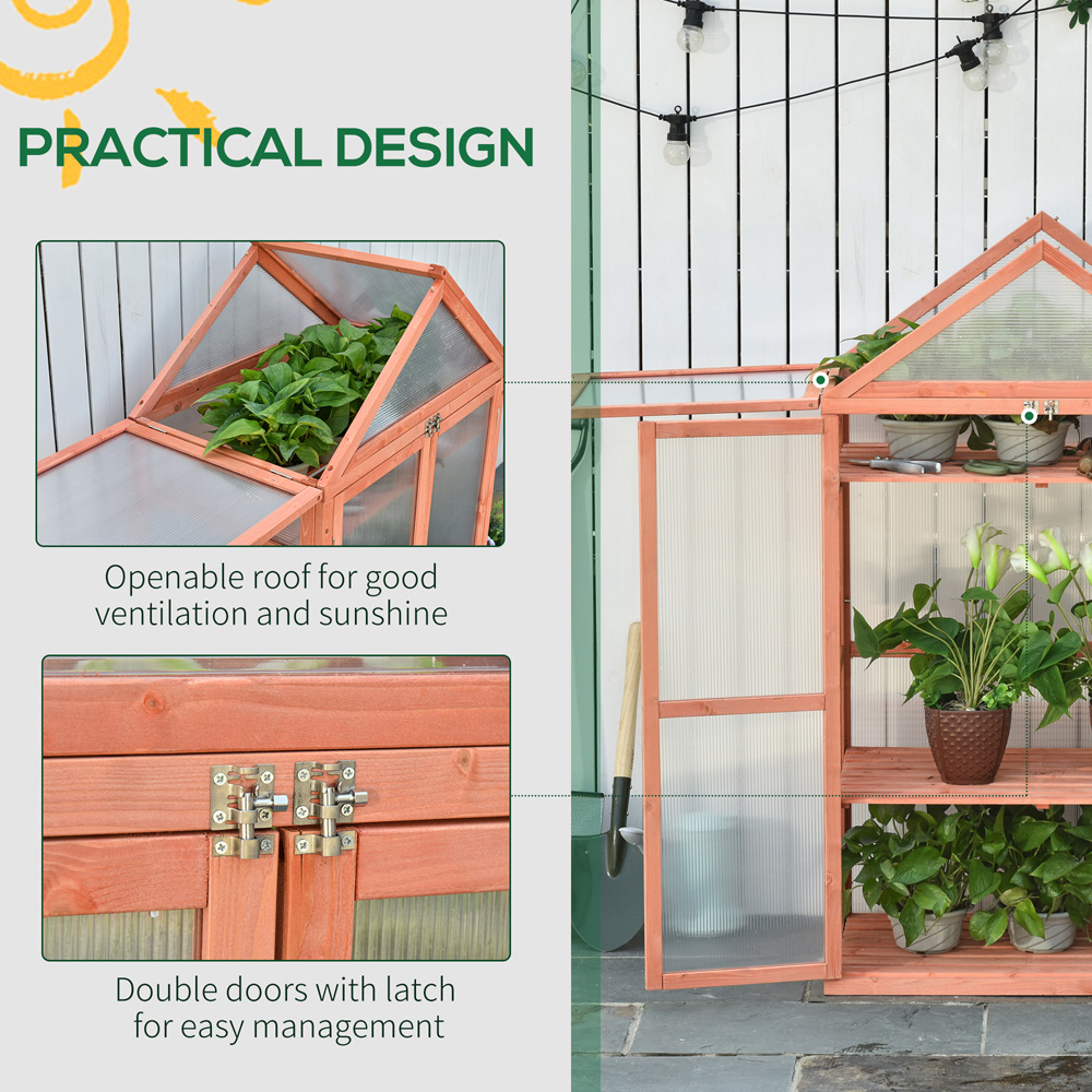Outsunny 3 Tier Orange Wooden Cold Frame Image 6