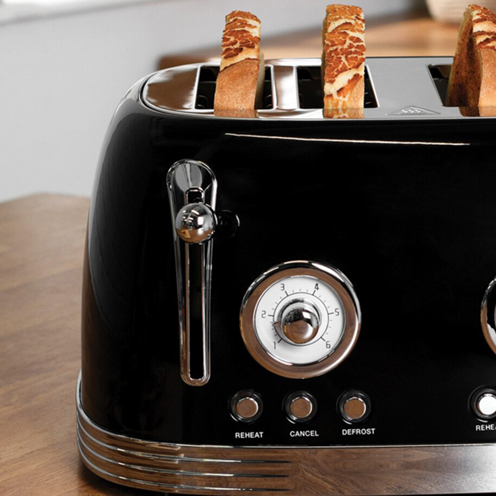 Retro 4 Slice Toaster Black Image 6
