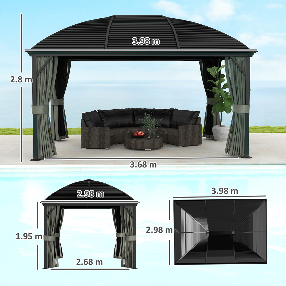 Outsunny 3 x 4m Dark Grey Aluminium Hard Top Gazebo Image 8