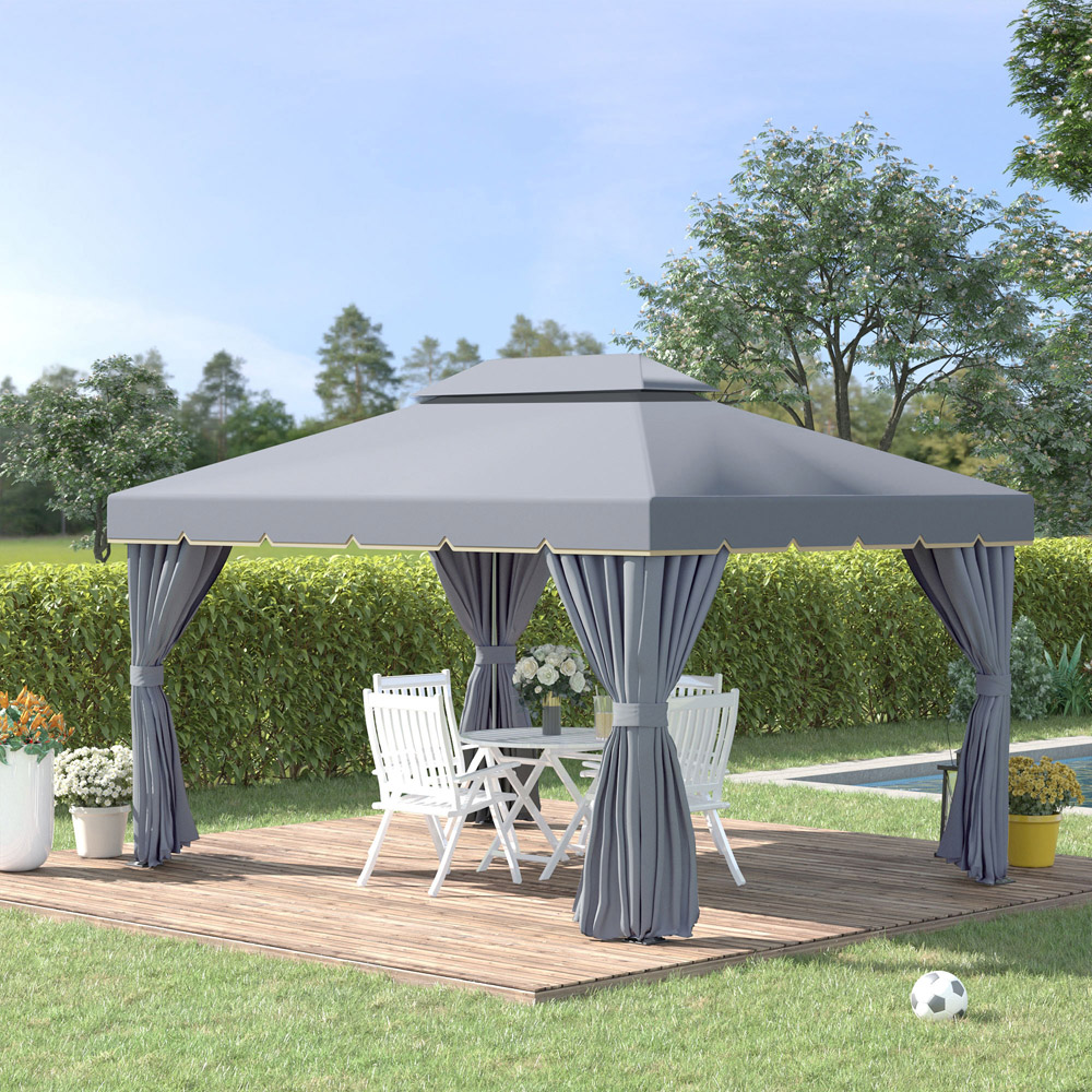 Gazebo Marquee Pavilion Patio Tent Grey Image 5