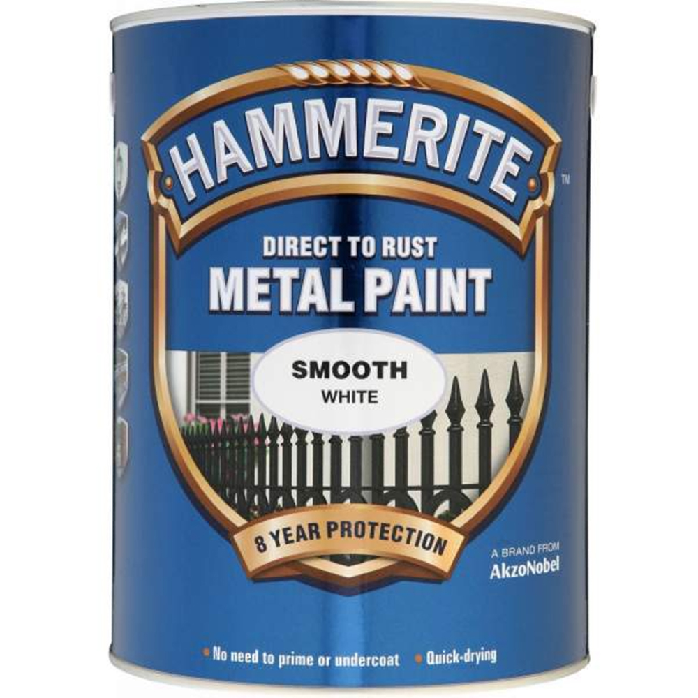 Hammerite Smooth White Direct to Rust Metal Paint 5L Image 2