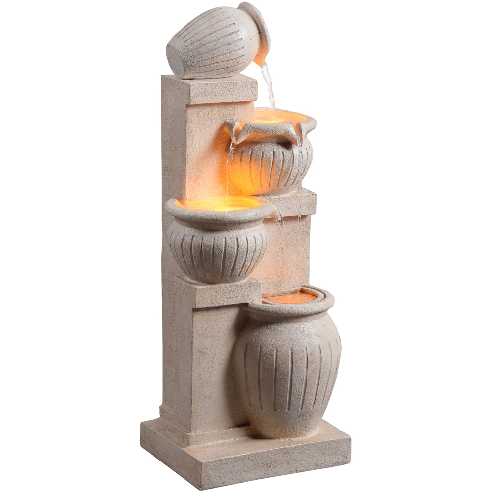 Teamson Home Natural 4-Tier Vertical Texture Cascading Bowl Outdoor Fountain 28.5 inch Image 4