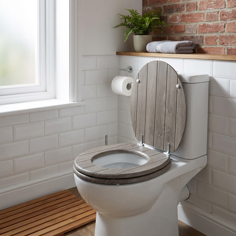 Willow Grey Oak Effect Toilet Seat Image 8