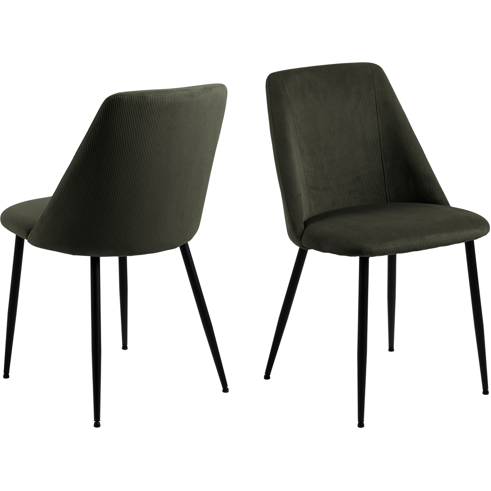 Furniture To Go Ines Corduroy Olive Green Dining Chair Set of 4 Image 2