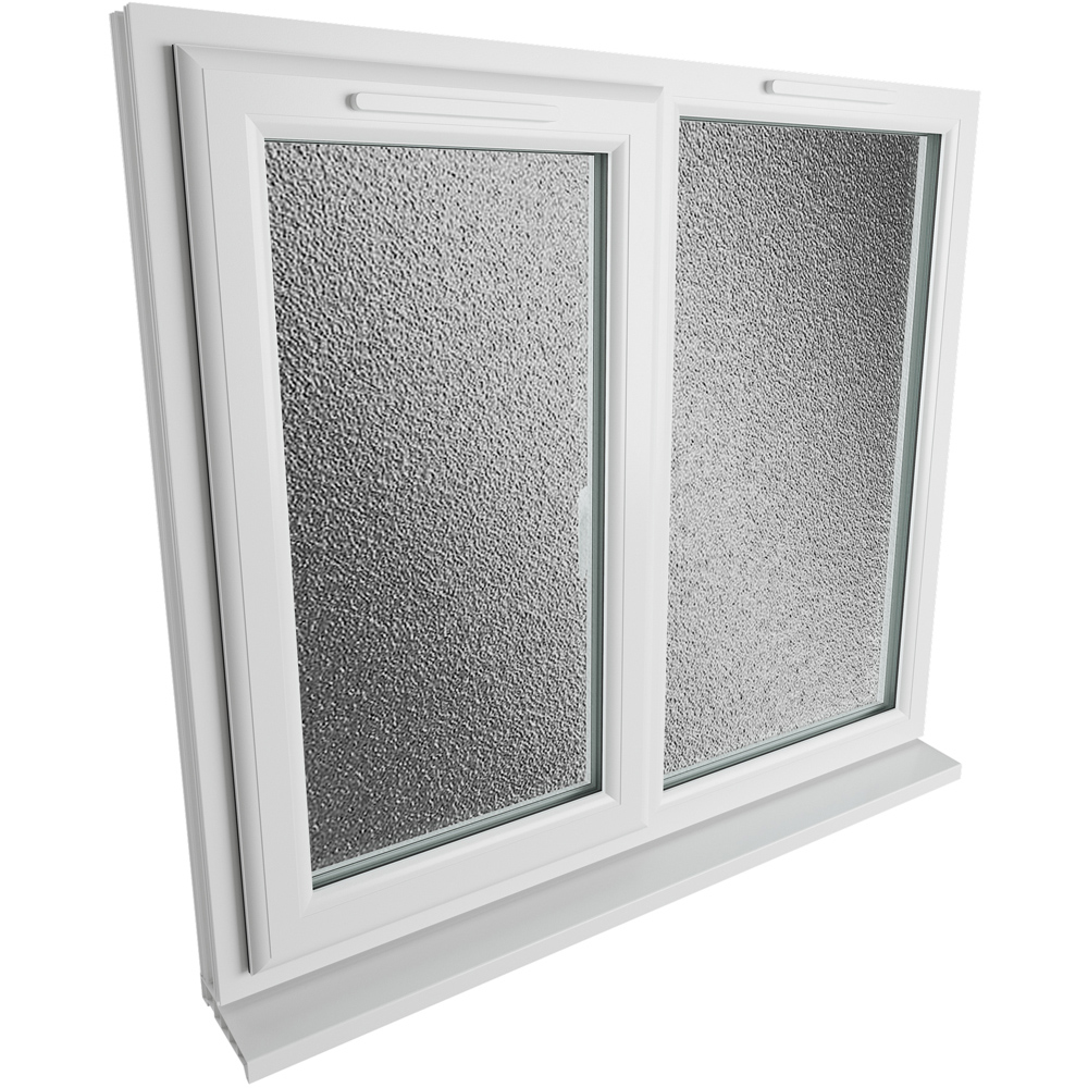Crystal LH Side Hung Next to a Fixed White Obscure Glass uPVC Double Glazed Window 1190 x 965mm Image 9