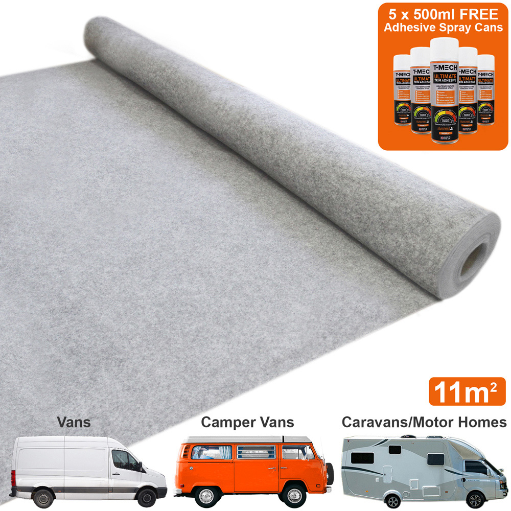 T-Mech Silver Van Carpet Lining with 5 Adhesive Cans Image 3