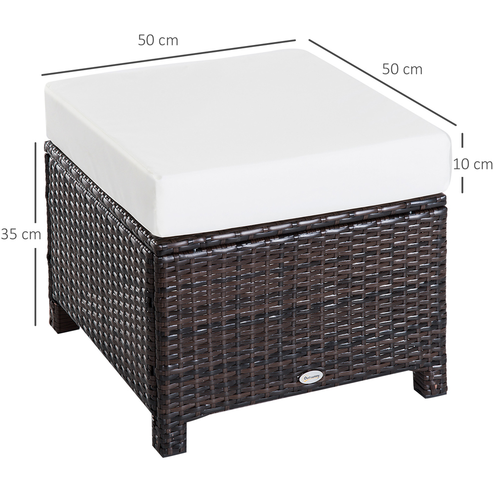 Outsunny Brown PE Rattan Footstool with Padded Seat Image 9