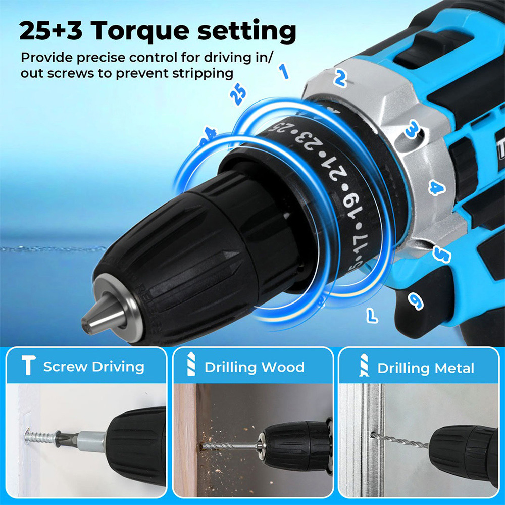 Traderight HW0262 Cordless Combi Drill Driver with Battery 21V Image 6