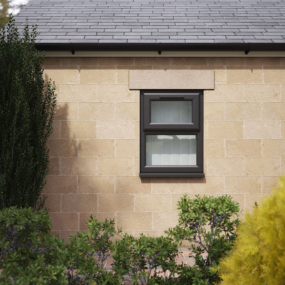 Crystal Black and White Top Hung Over Fixed Light Clear Double Glazed Window 905 x 1040mm Image 5