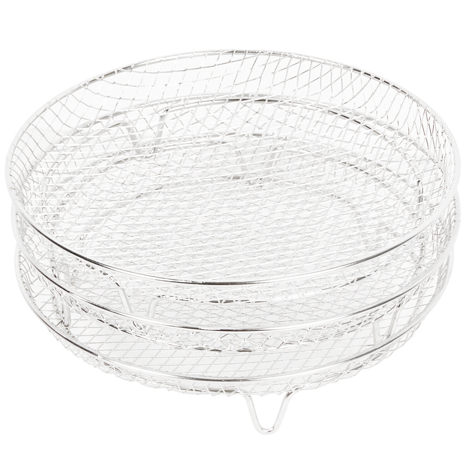 Pack of 3 Stackable Round Wire Air Fryer Racks - Silver Image 4