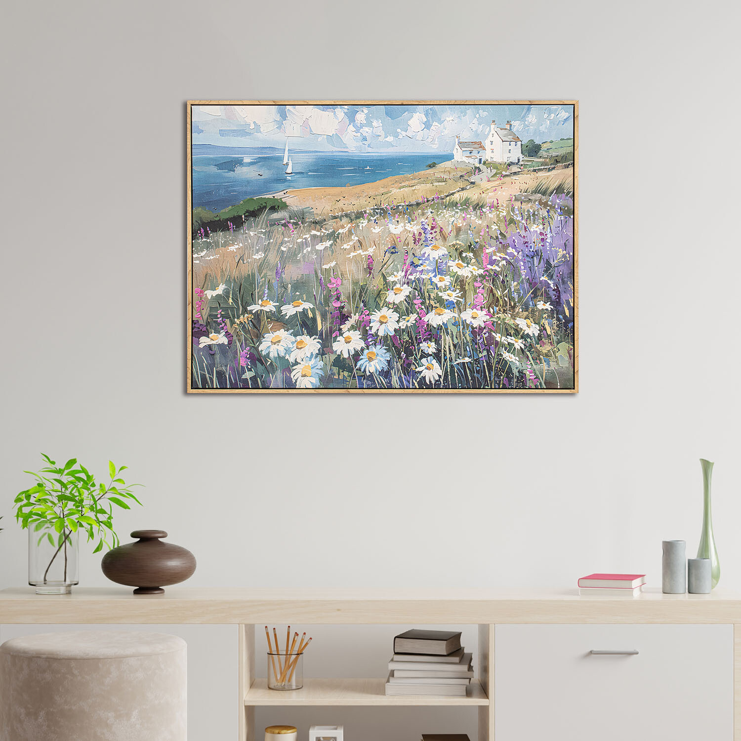 Coastal Retreat Floral Framed Canvas - Multicolour Image 2