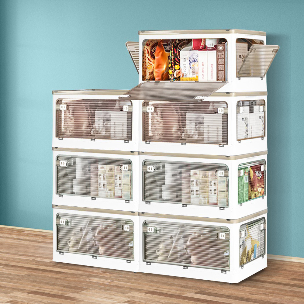 Levede Clear Plastic Stackable Storage Box with Wheels 28L 2 Pack Image 3