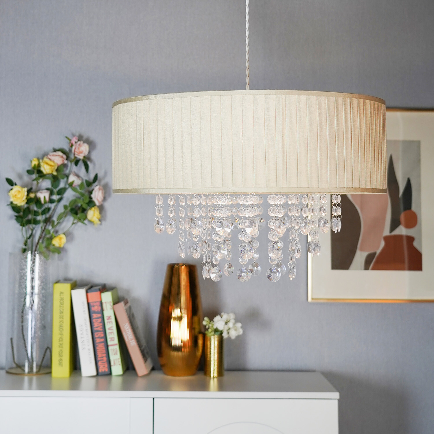 Sophia XL Jewel Droplet Shade - Neutral and Clear Image 2