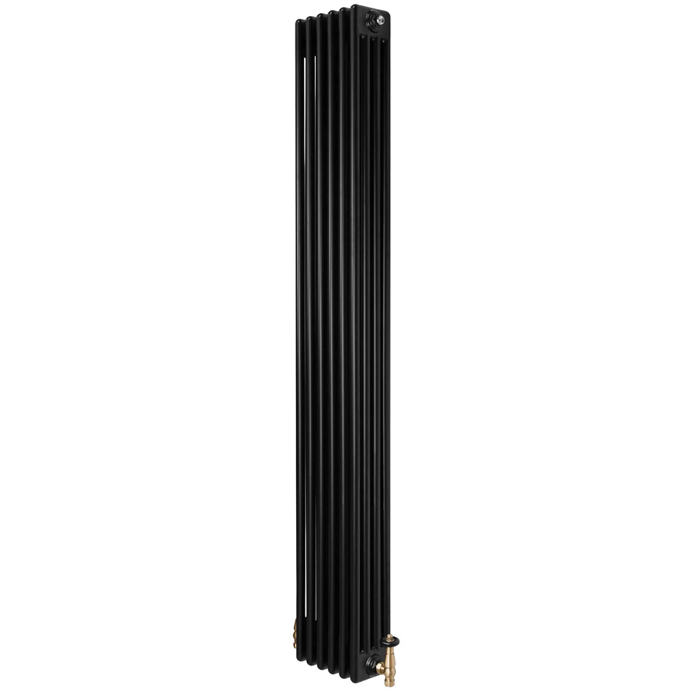 MonsterShop Black 4 Column Radiator and Satin Brass Valve Set 5897 BTU 1800 x 290mm Image 3