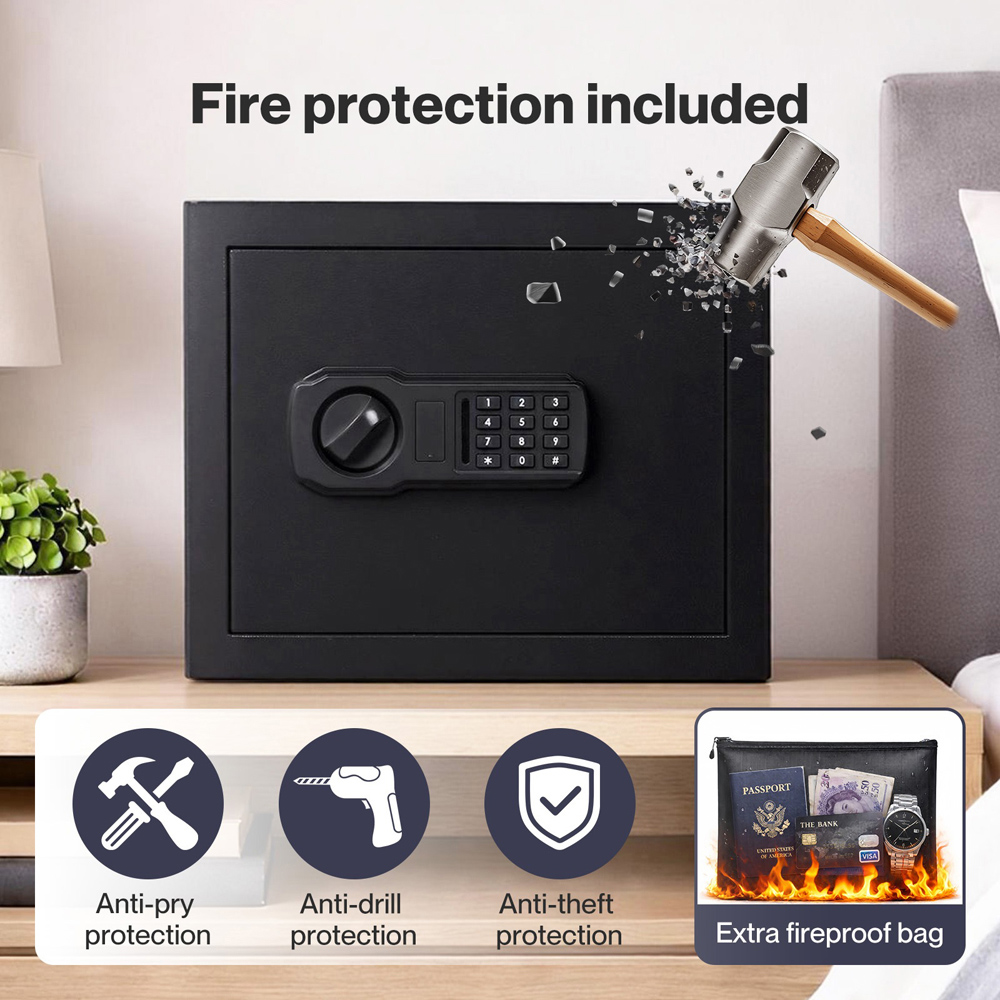 Levede Black Fireproof Digital Safe 31L Image 6