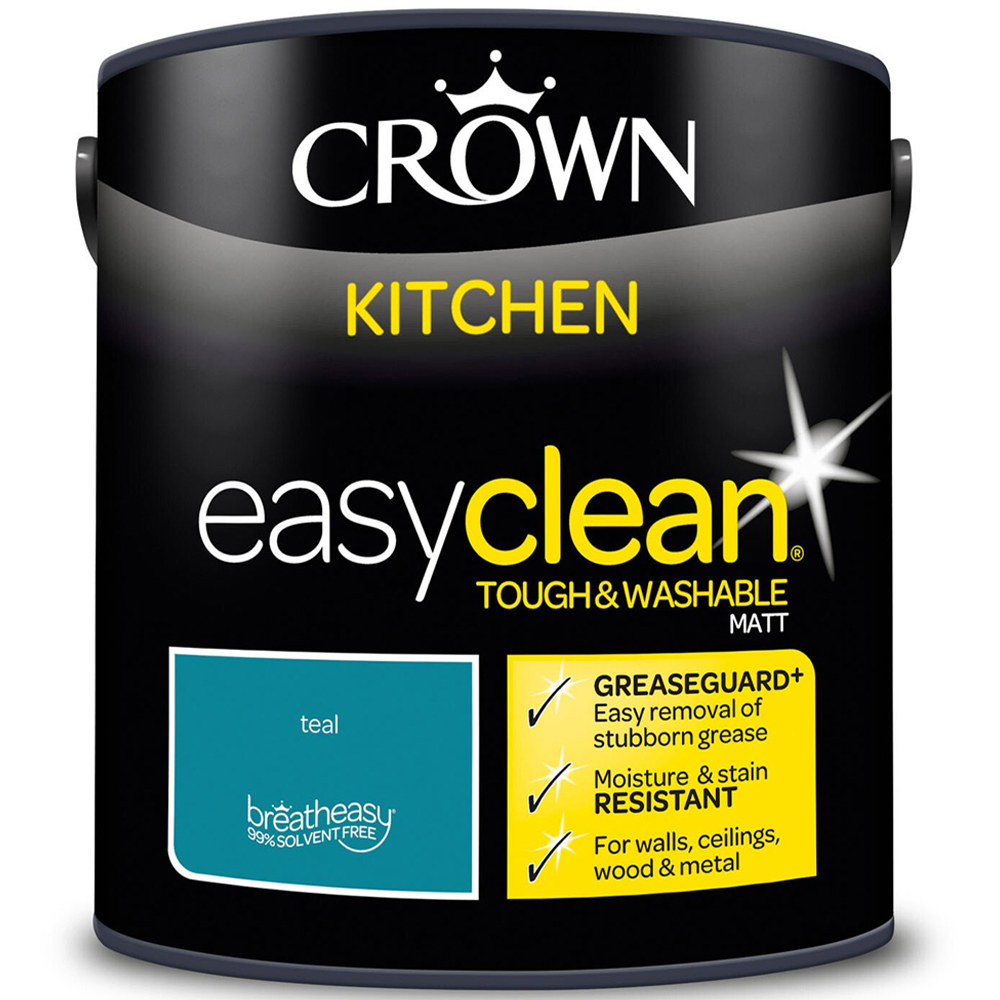 Crown Easyclean Kitchen Paint 2.5L - Teal Image 2