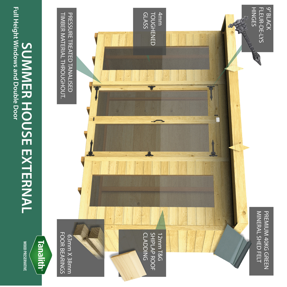 DIY Sheds 8 x 8ft Tongue and Groove Timber Apex Summerhouse Image 6