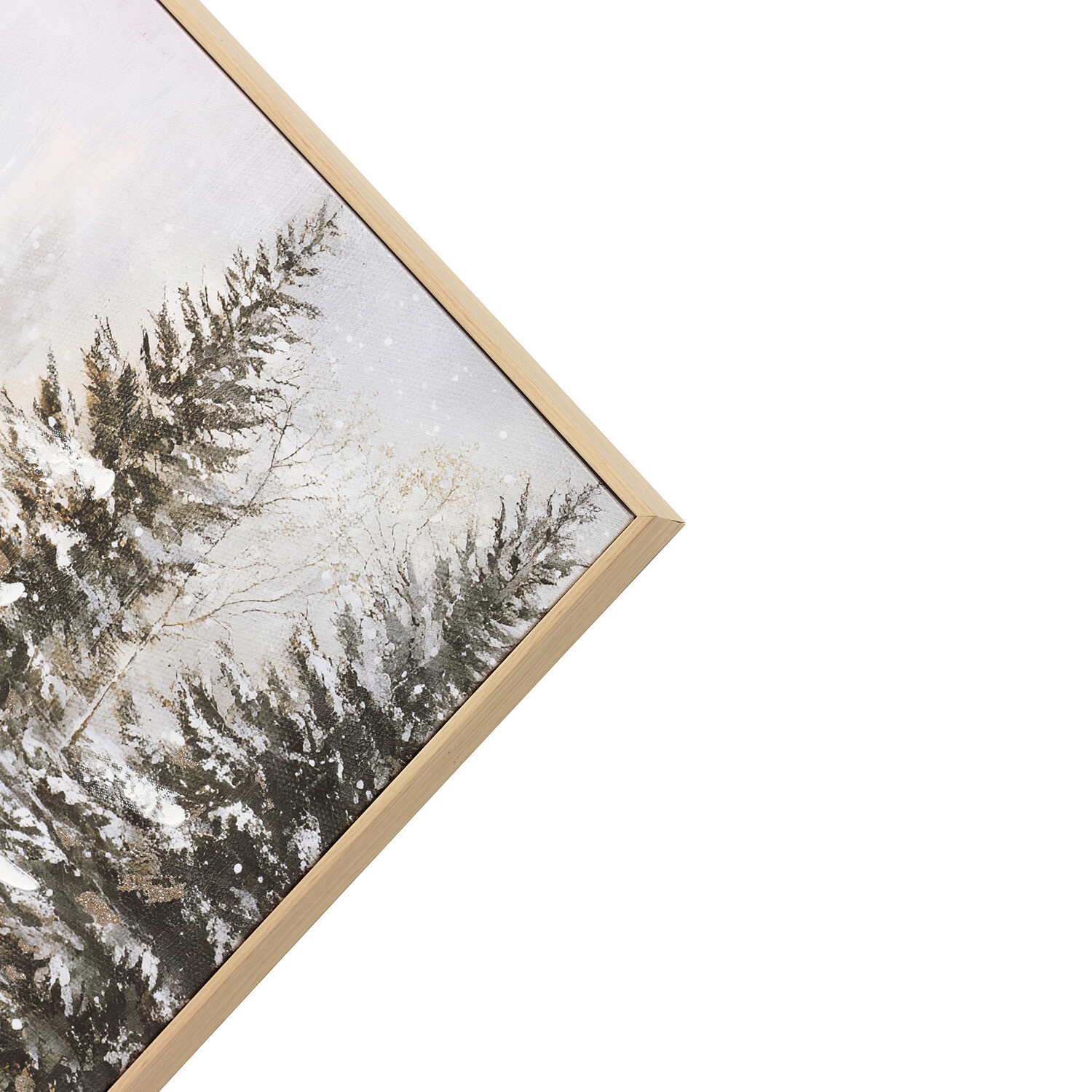 Snowy Tree Embellished Framed Canvas White Image 3