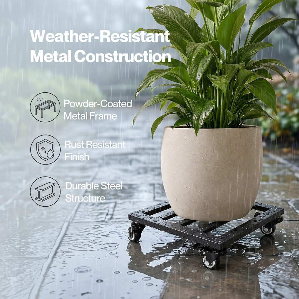 Toque 30 x 30cm Heavy Duty Plant Caddy with Wheels Set of 2 Image 3