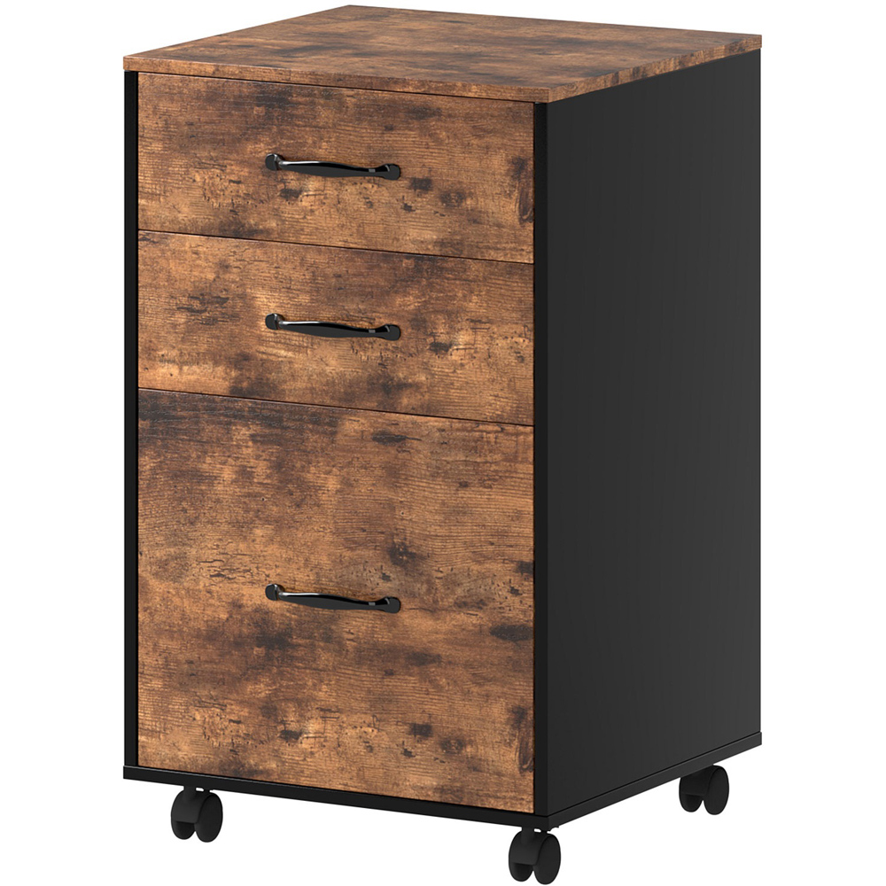 Levede Walnut 3 Drawer File Cabinet with Wheels Image 2