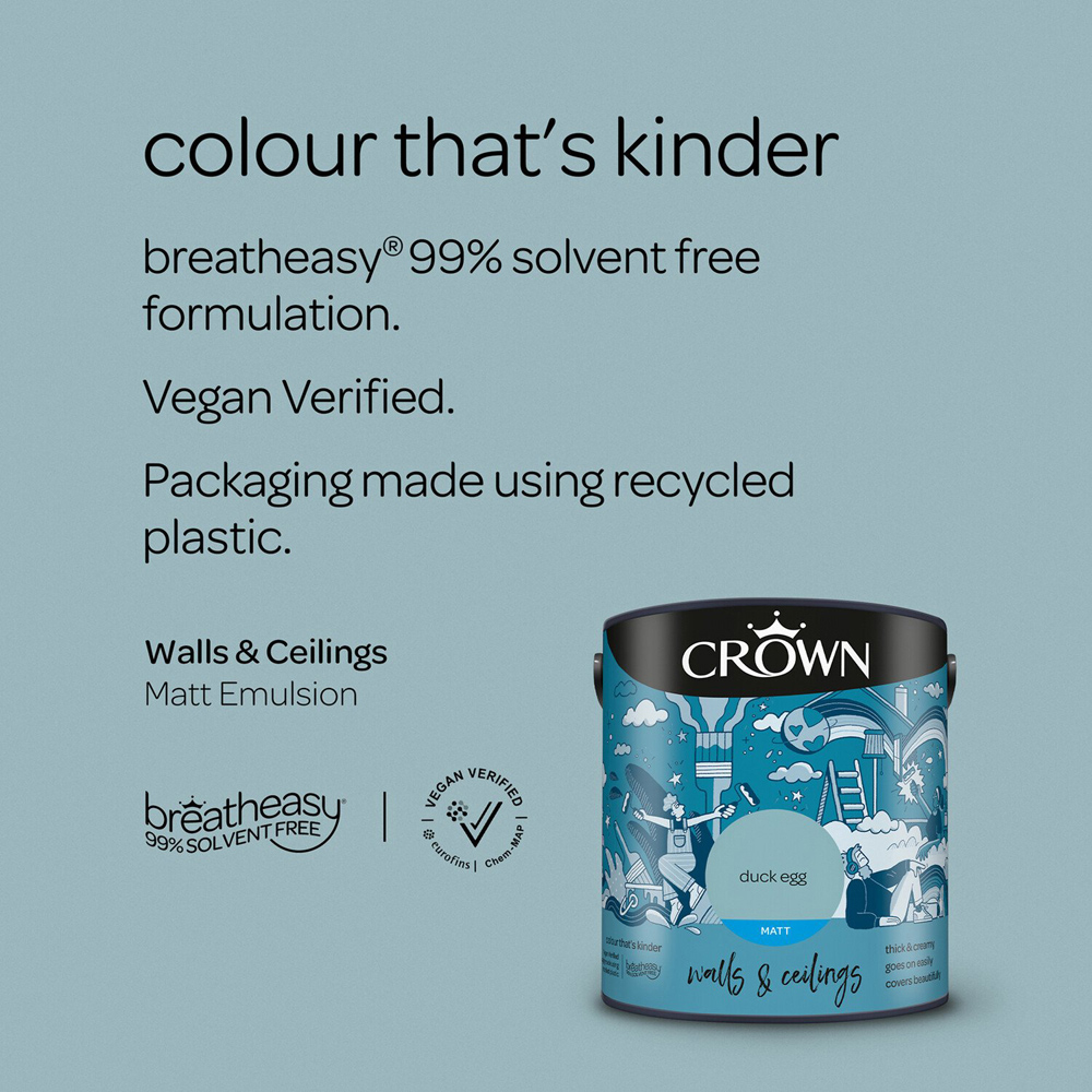 Crown Wall & Ceilings Duck Egg Matt Emulsion 2.5L Image 7