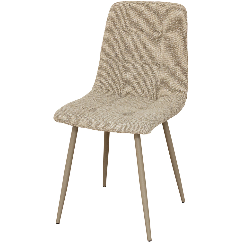 WF Modena Mocha Mix Fabric Quilted Dining Chairs with Taupe Legs Set of 2 Image 2