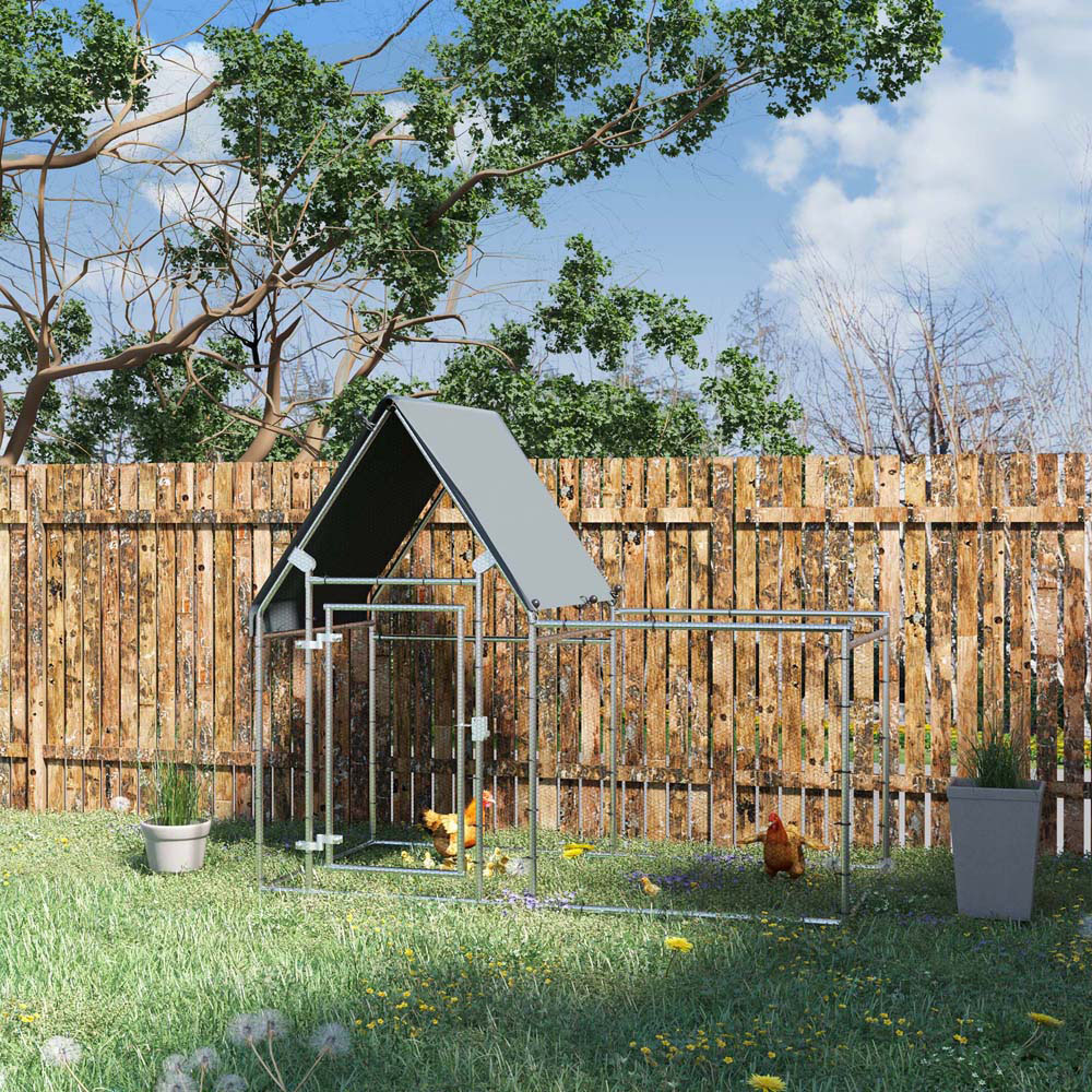 PawHut Walk In Chicken Run Large Outdoor Chicken Cage Coop w/ Cover 2 x 1 x 1.7m Image 2