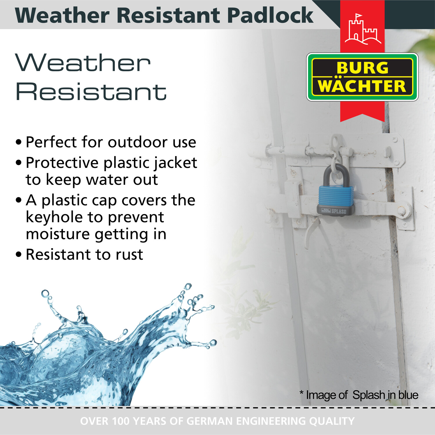 Splash Padlock 40mm Black Image 4